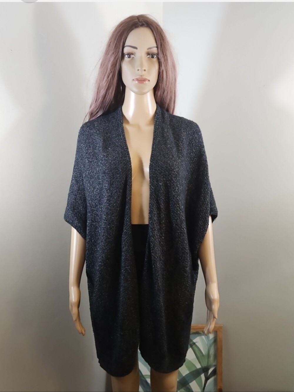 Aritzia Community Open-Front Black Women’s Knit Sweater Cardigan